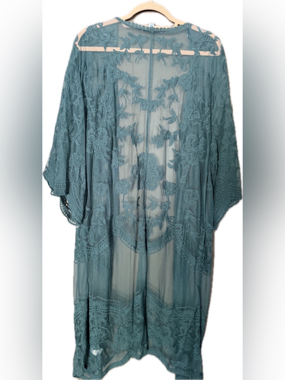 She + Sky Teal Lace Kimono - Picture 2 of 4